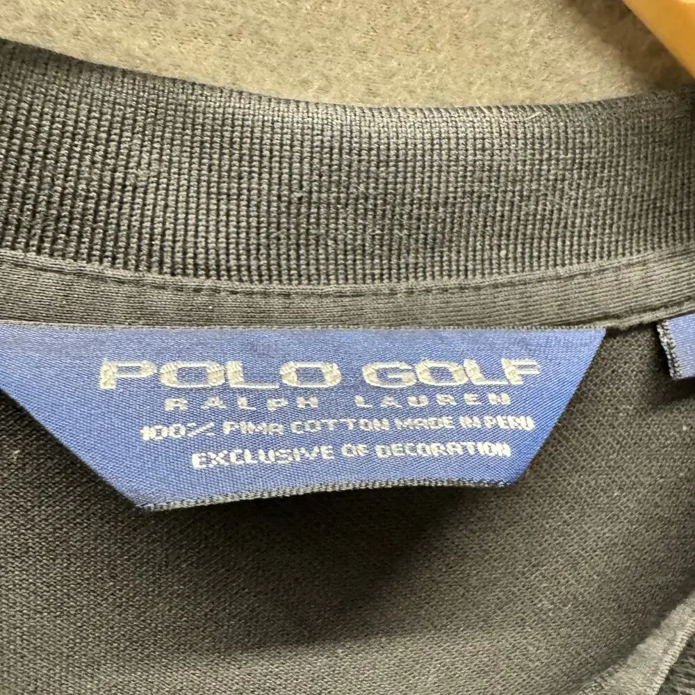 Ralph Lauren Polo Golf Mens Large‎ Black Purple Pony Pima Cotton Short Sleeve